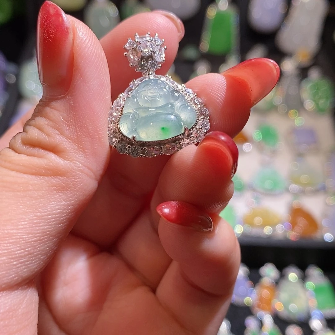 翡翠银S925镶嵌颈饰天然翡翠