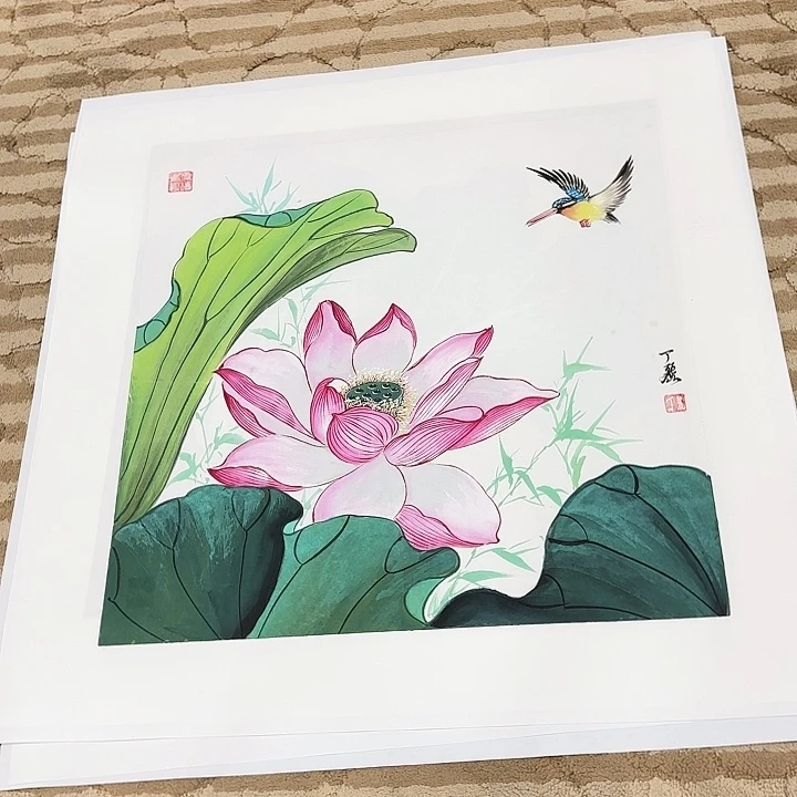 国画花鸟等图案三尺斗