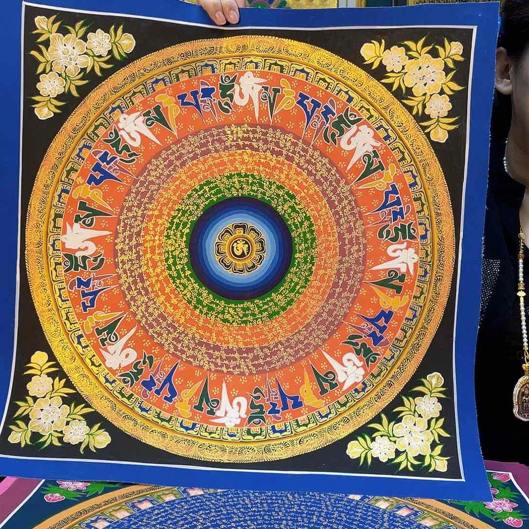 卷轴画手绘唐卡50厘米 六字