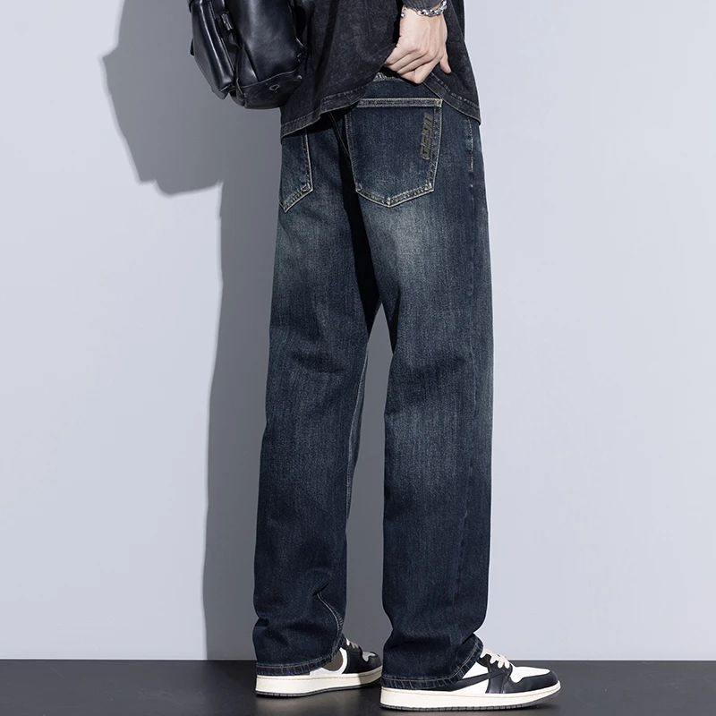 Kuvine2025秋季款直筒牛仔裤男款美式复古牛仔裤高街宽松男士裤子