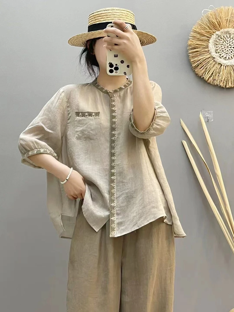 【米谷谷原创】【201-249】2025春夏新款原创设计苎麻高货上衣