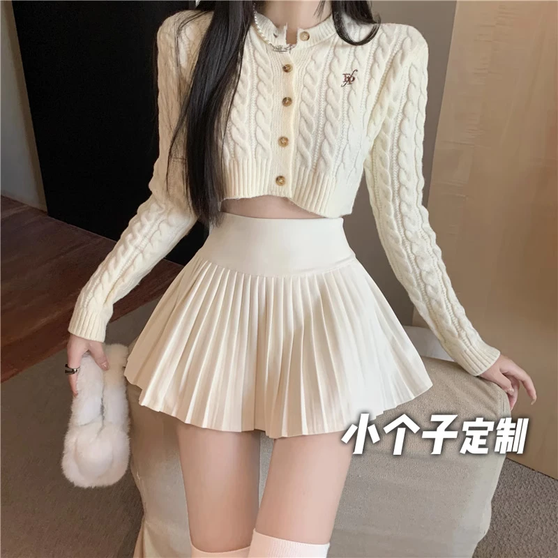 150小矮个子百褶半身裙女秋高腰a字防走光毛呢辣妹短裙xs显高穿搭
