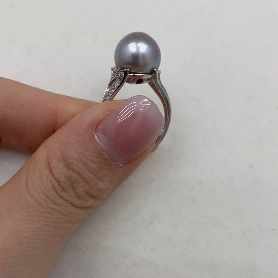 戒指银S925镶嵌海水珍珠