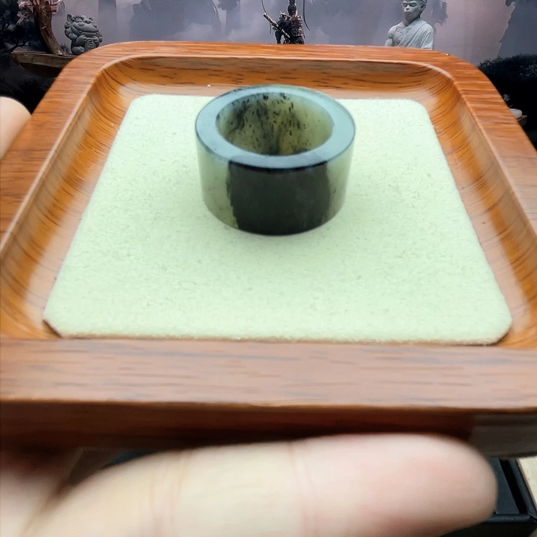 和田玉戒指未镶嵌青花扳指23号