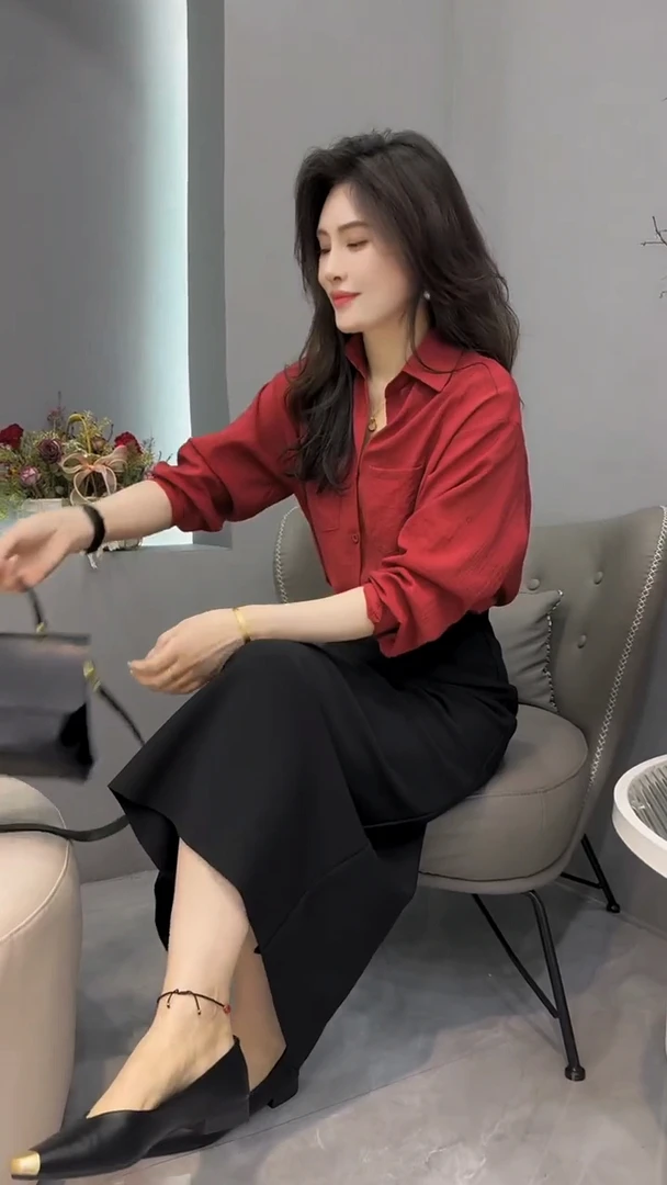 通勤穿搭长袖衬衫气质上衣好看独特漂亮衬衣2025年新款春季女装