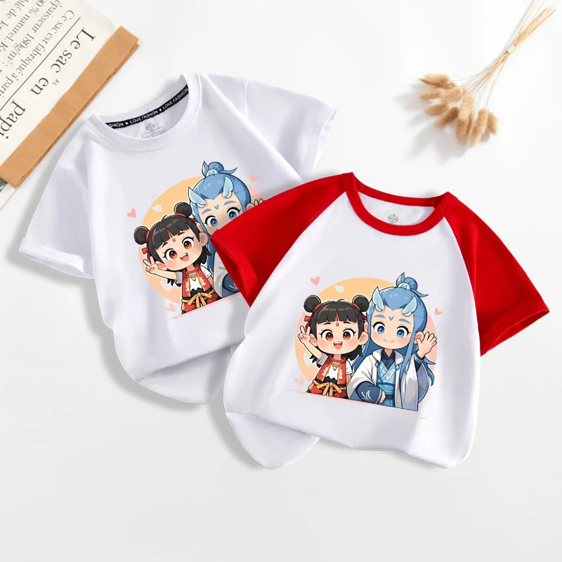 哪吒敖丙童装T恤衫男童女童中大童中小童纯棉短袖t恤卡通圆领夏