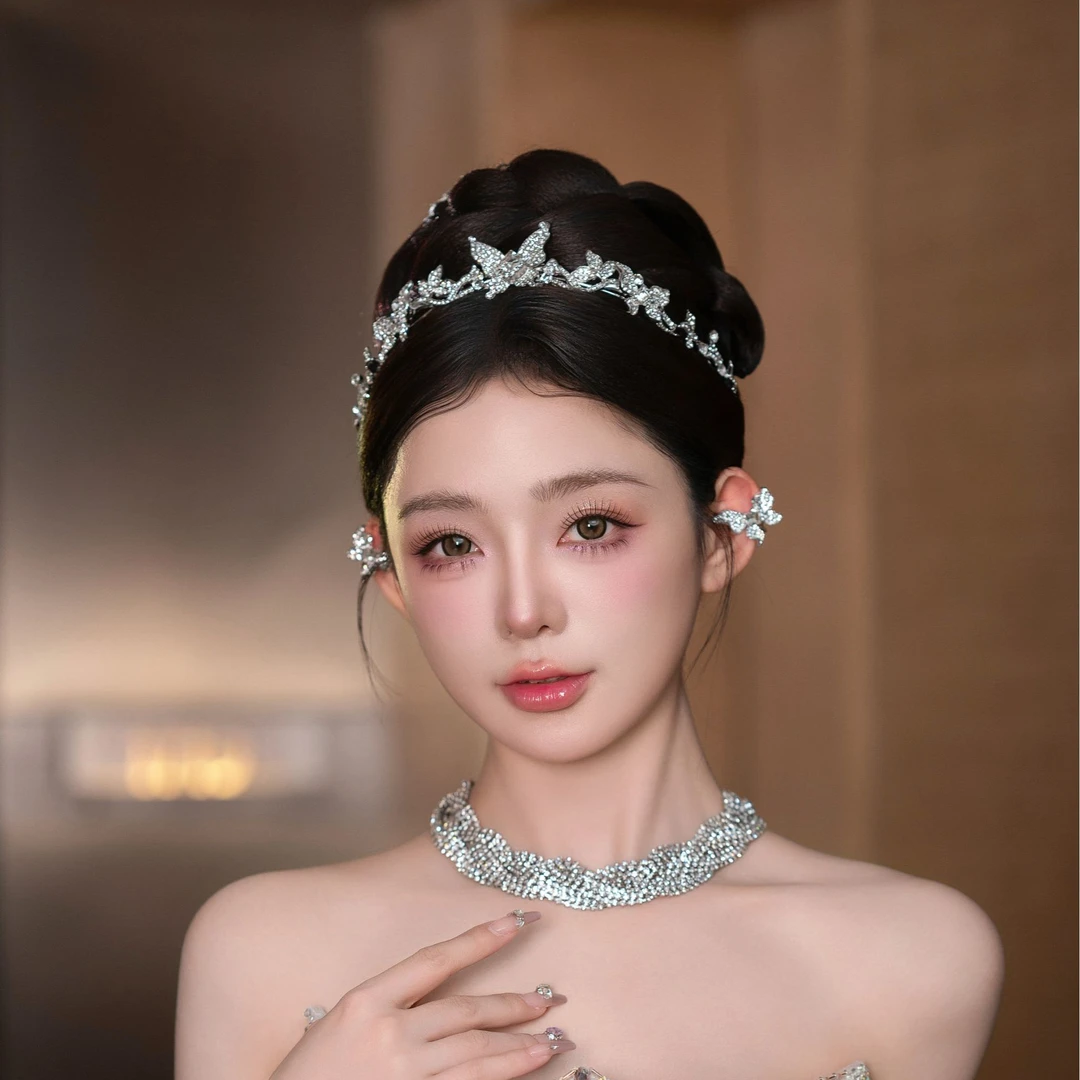 合金仿水晶婚庆饰品 喜看优选00981新娘头饰时尚简约皇冠套装超值