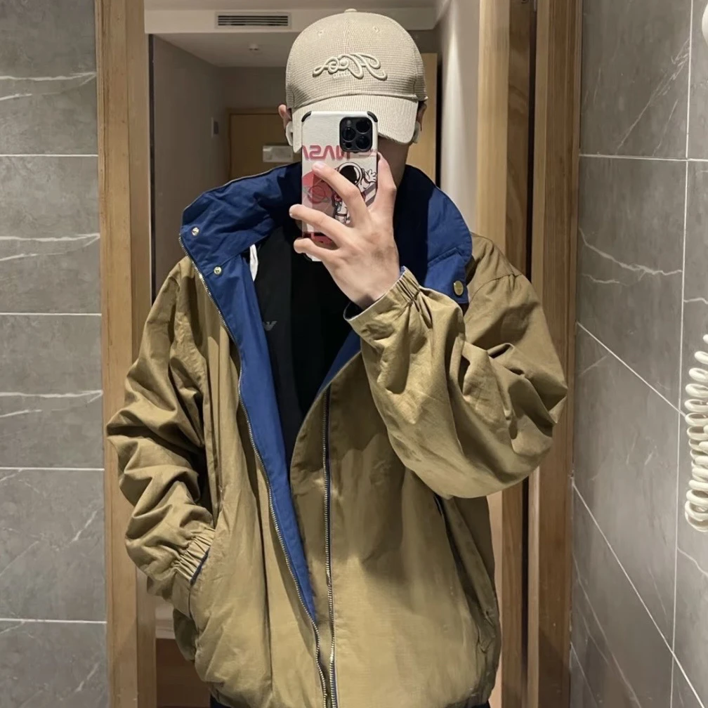 未使用 GUCCI/古驰 4821/蓝色Logo印花双面穿夹克外套/44码