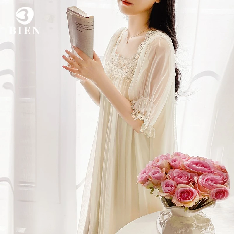 中长版睡裙女带胸垫2025年夏季新款薄网纱莫代尔公主风仙女家居服