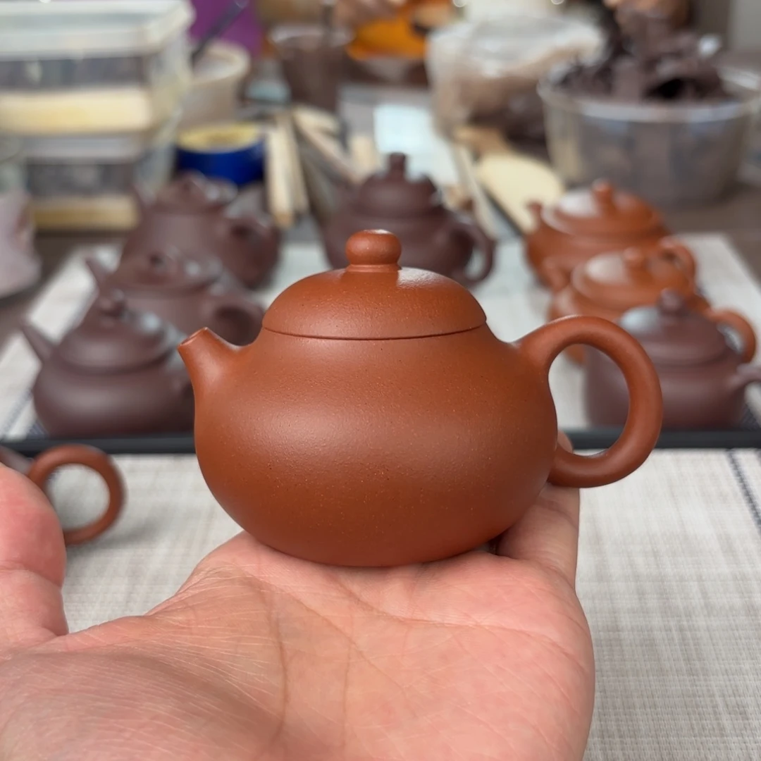 紫砂茶壶半手工红皮龙文旦壶110cc