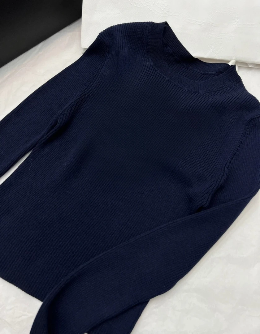 C024~~新款洋气显瘦蓝色条纹针织毛衣