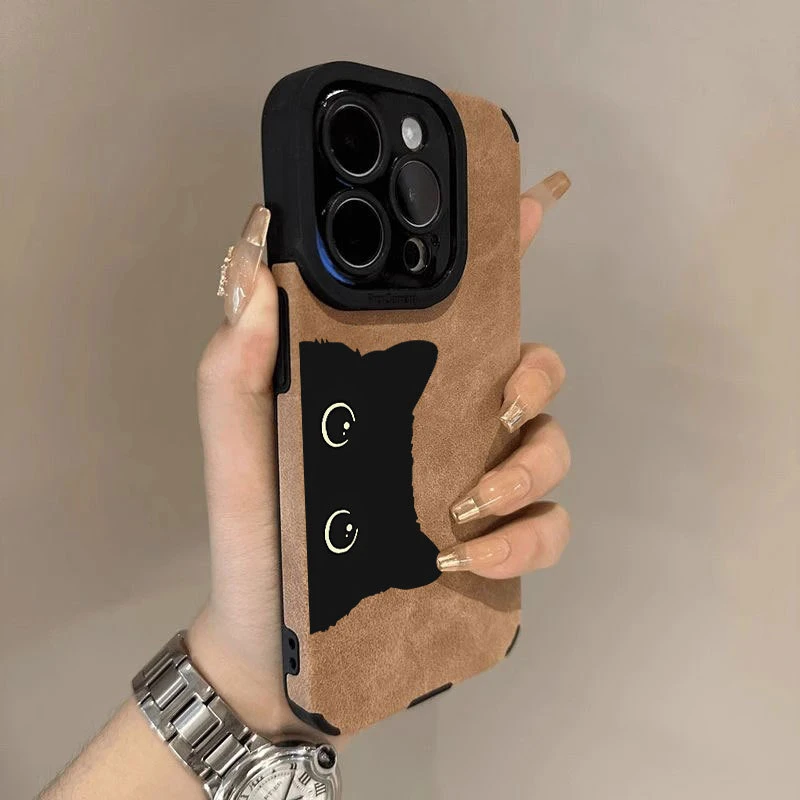 探头小猫适用苹果16promax手机壳15新款iphone14卡通13pm可爱防摔