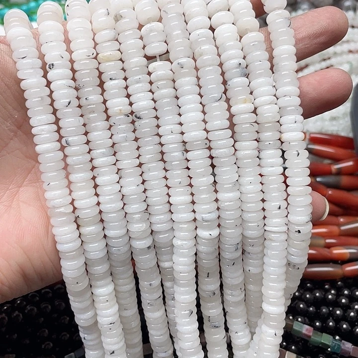 玛瑙/玉髓珠宝半成品未镶嵌一条8mm白玉算盘