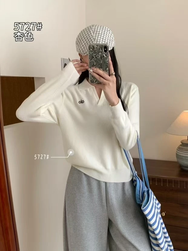 5727时尚翻领修身显瘦长袖针织打底衫