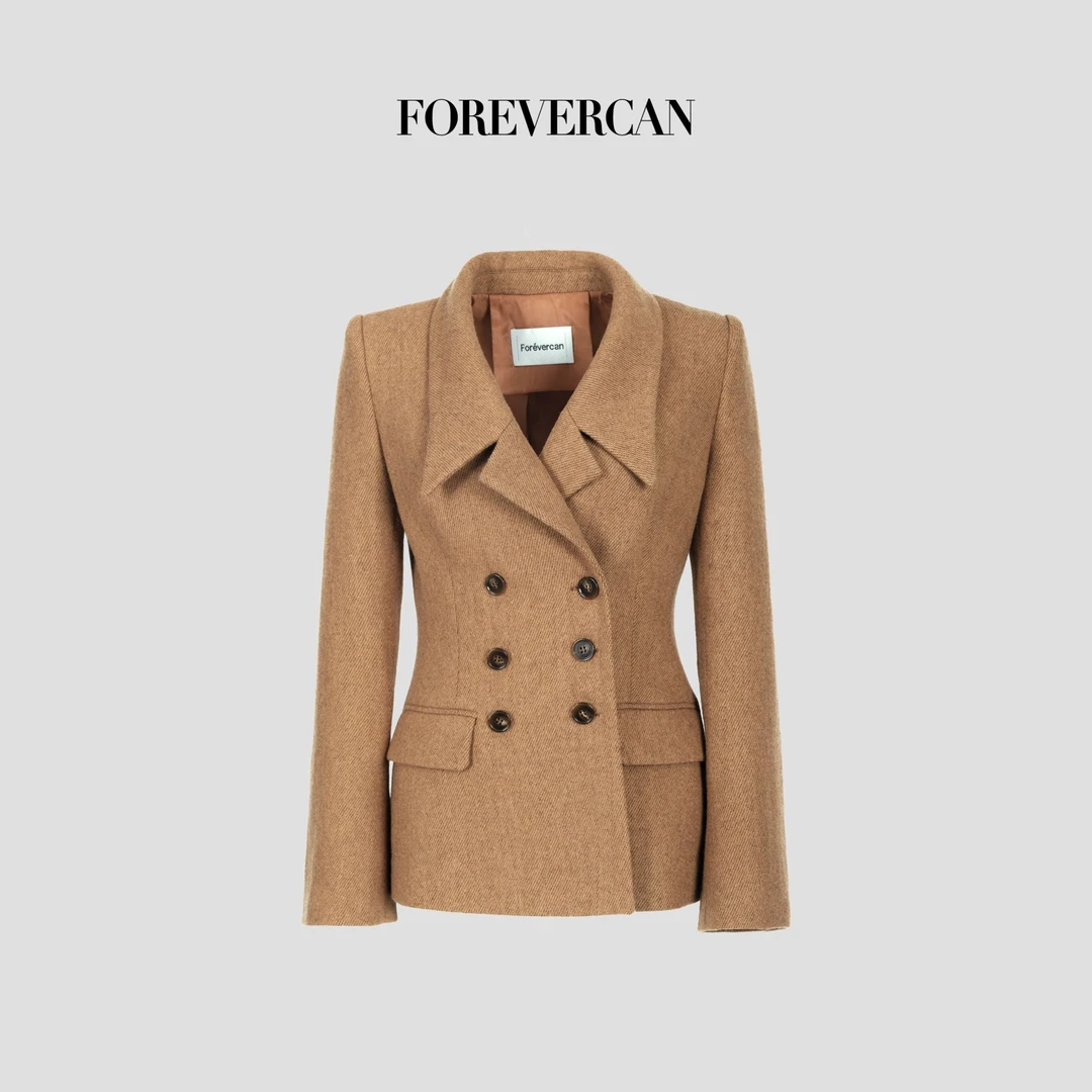 FOREVERCAN“波利亚纳”澳洲羊毛呢立裁收腰西装外套SC22309