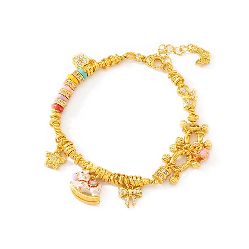 铜合金珐琅手链  摇摇木马多宝盘缠手链 原创设计高定女款手链