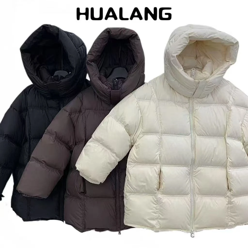 花郎家品牌羽绒服0001款儿童女童时尚连帽宽松中长款加厚冬季