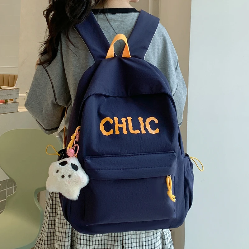 PARACVTOU/帕卡图双肩学院风拉链通用简约书包韩版初中生双肩背包