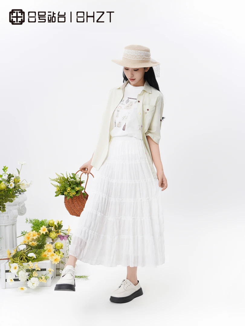 8号站台实体店夏季新品852Q08半裙蕾丝高腰百搭网纱裙