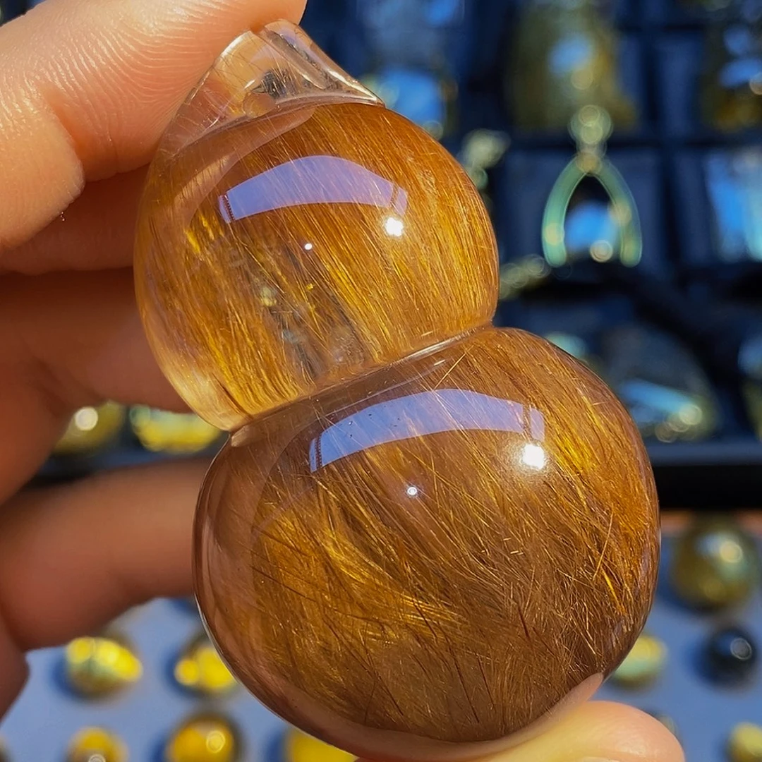 水晶手把件未镶嵌天然发晶葫芦手把件