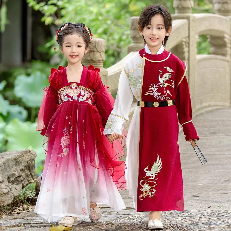 汉服男童秋季2025新款女童古装襦裙国风唐装春秋款国学儿童演出服