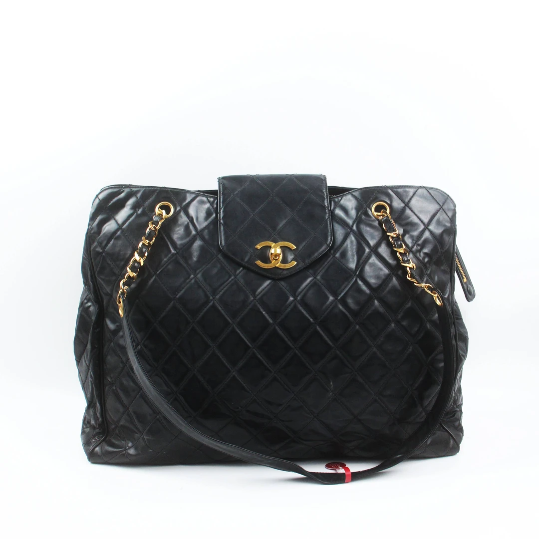 95新 Chanel/香奈儿 77135B 黑色行李包单肩包