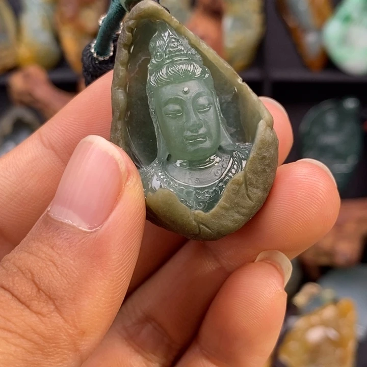 颈饰未镶嵌翡翠翡翠观音吊坠项链