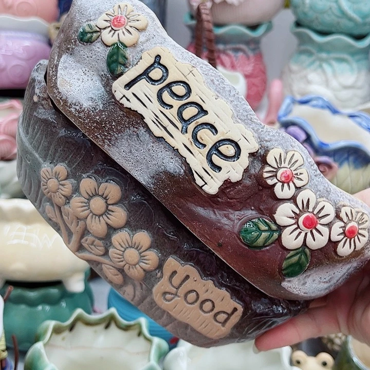 多肉绿植陶瓷花盆9.9包邮，有孔