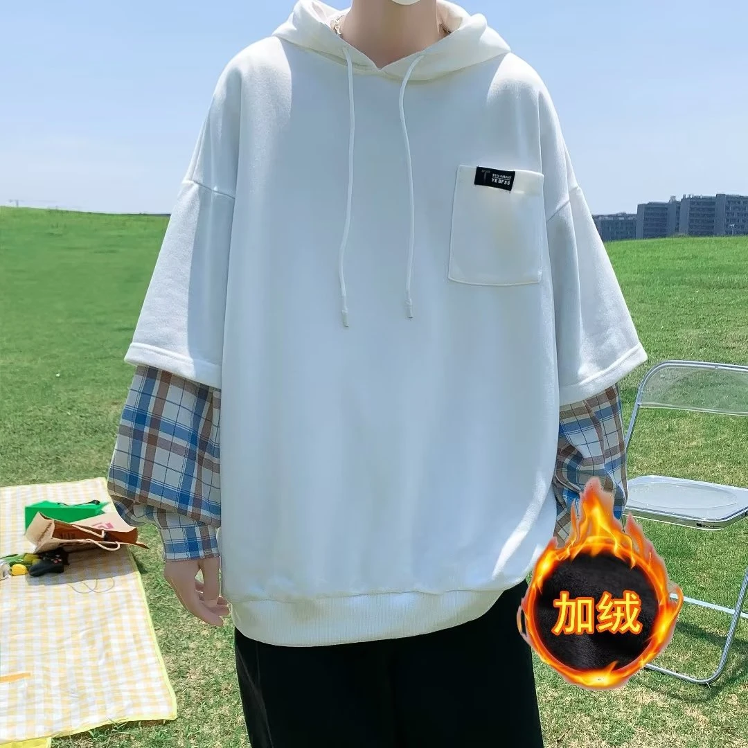 卫衣连帽宽松套头秋季外套新款男韩版潮流上衣慵懒风假两件休闲