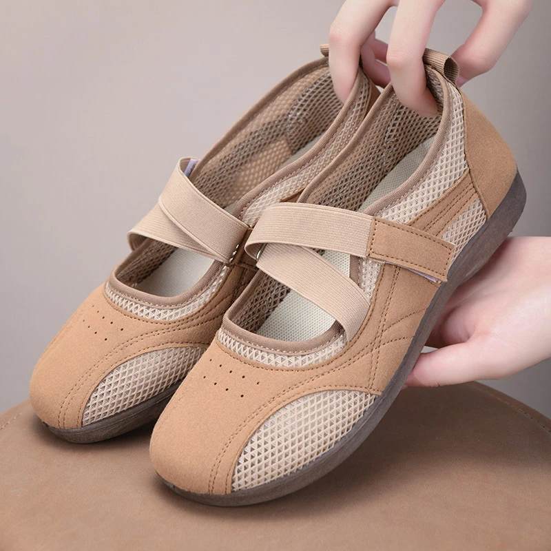 夏季新款运动玛丽珍鞋薄底芭蕾女鞋百搭休闲鞋透气镂空网面妈妈鞋