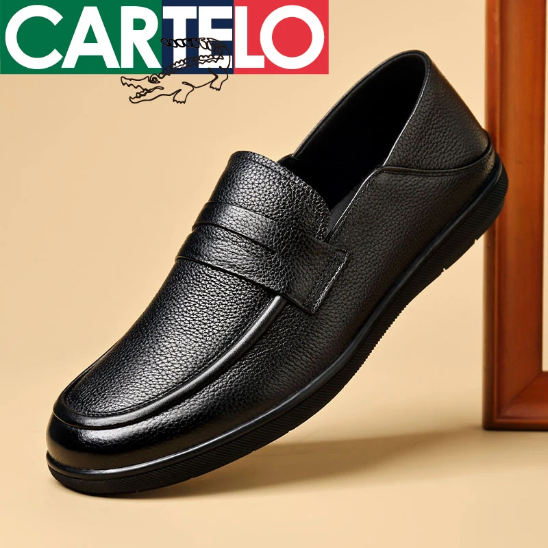 CARTELO/卡帝乐鳄鱼男士时尚潮流舒适百搭透气软底商务休闲皮鞋