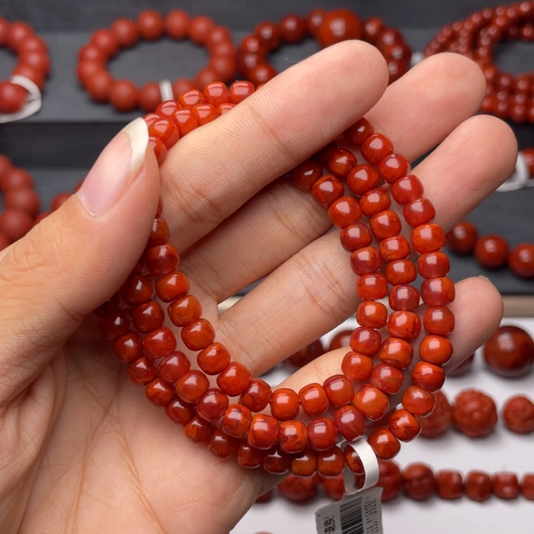 南红玛瑙未镶嵌手串H6mm收藏满肉妖孽牛血火焰老型108