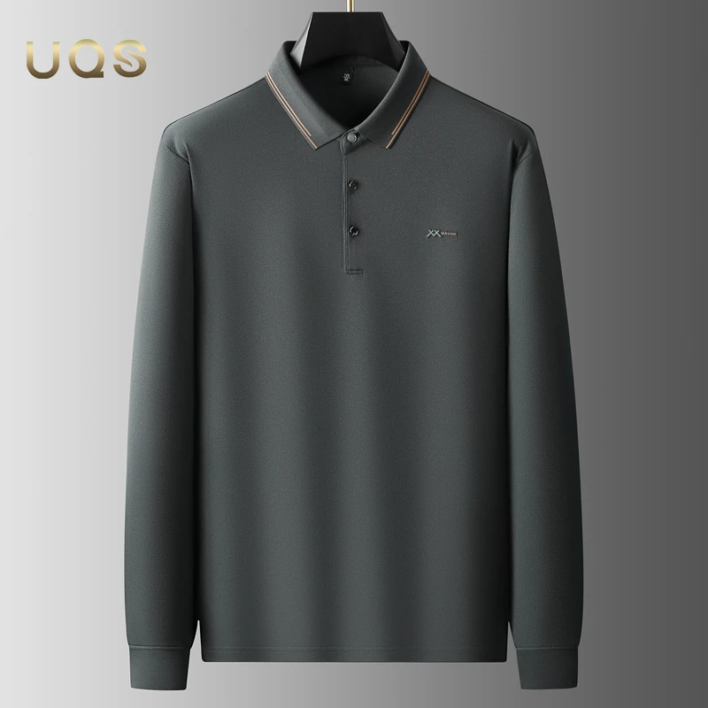 秋季长袖男士POLO衫大码宽松舒适休闲弹力翻领日常通勤百搭免烫款