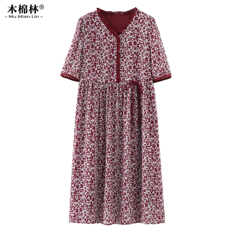 妈妈装夏季款女a字连衣裙 ZB4066