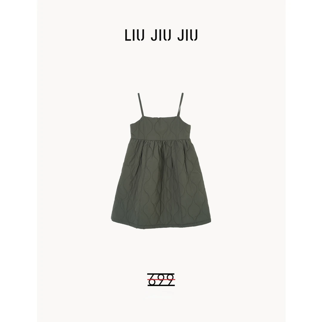 LIUJIUJIU 欧货春秋款百搭显瘦垂感吊带连衣裙LYQ2852L