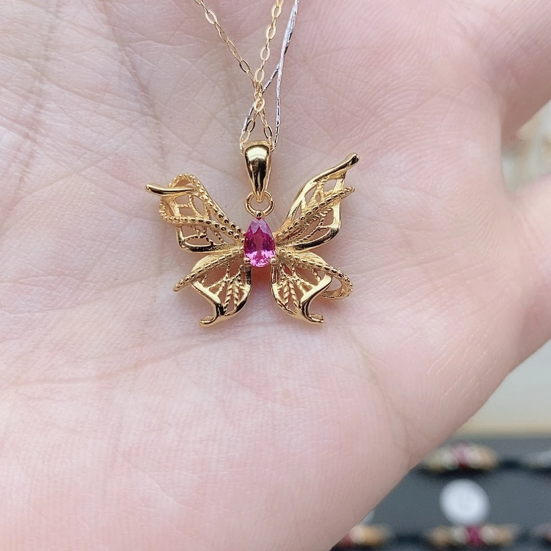 吊坠(赠链)彩色蓝宝石银S925镶嵌