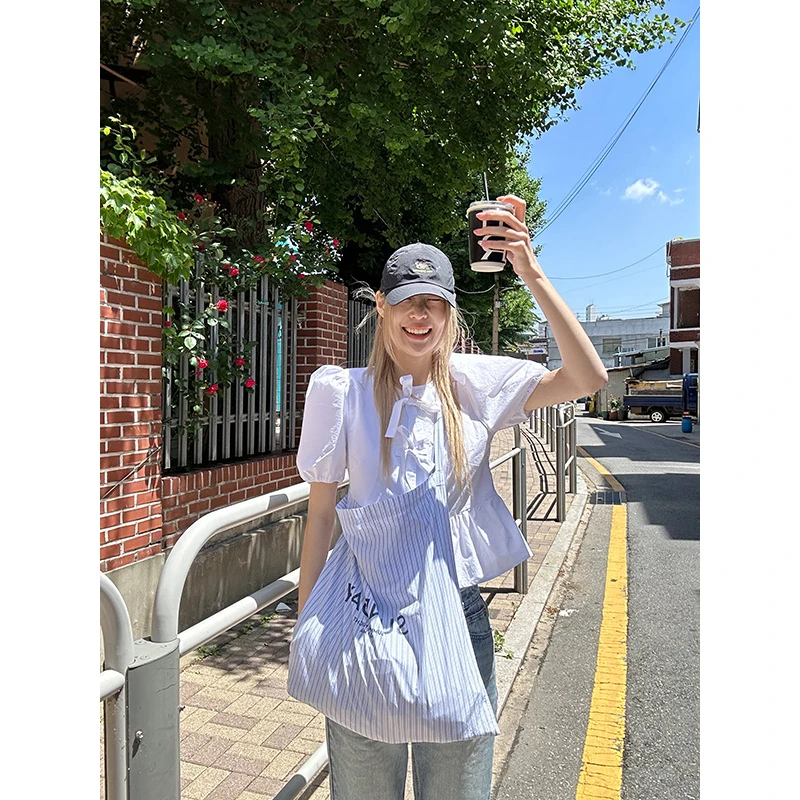 【清清！朴夏Pursummer】蓝白条包包O21335PR42