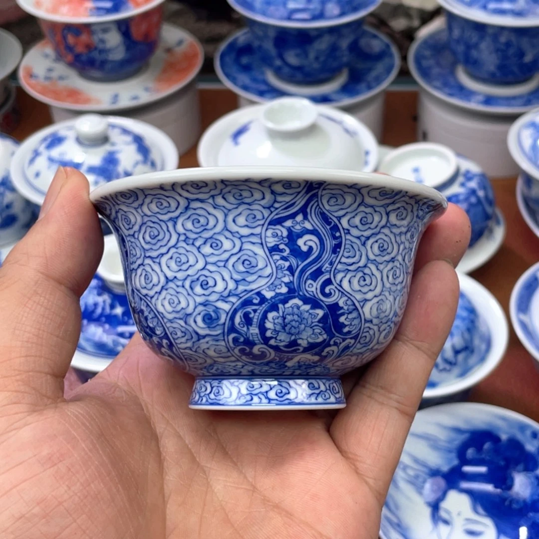 陶月楼  祥云福禄压手杯