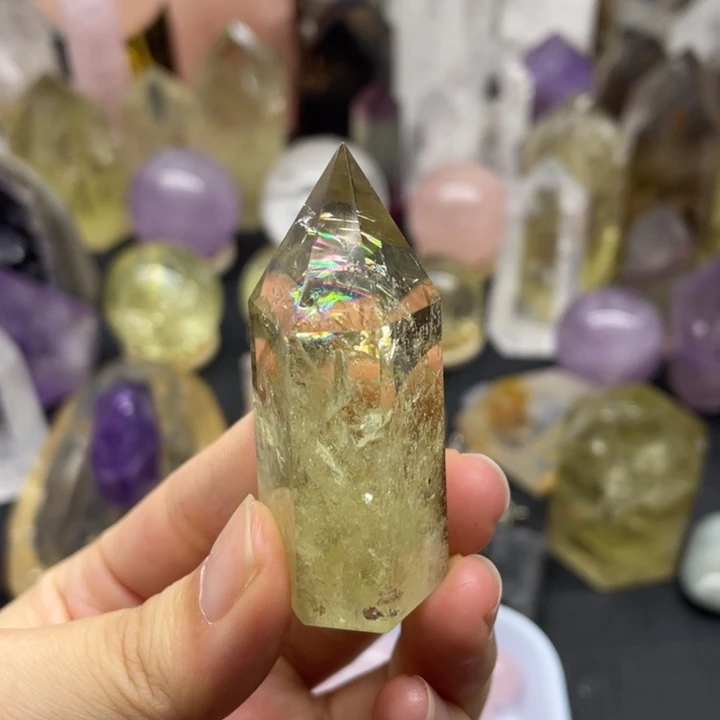 水晶珠宝半成品未镶嵌-*野黄水柱8