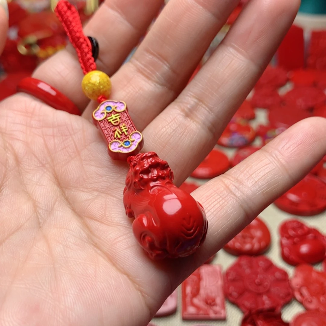 天然辰砂工艺品朱砂钥匙扣