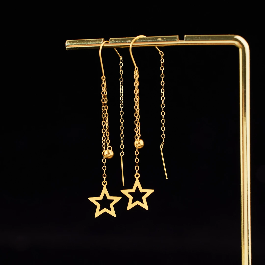 【歪歪】五角星*金珠耳线配件*18K金镶嵌P4590