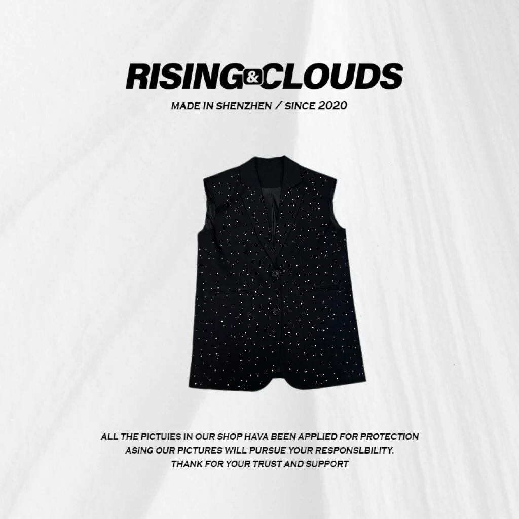 RISING&CLOUDS小云姐【风绵】舒适百搭2025早春烫钻西装马甲010050
