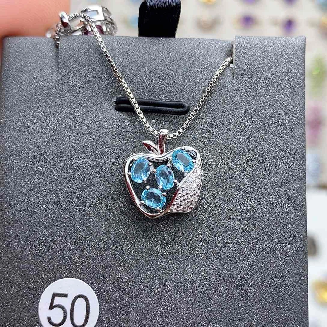 银S925镶嵌磷灰石吊坠（不含链）不含证书