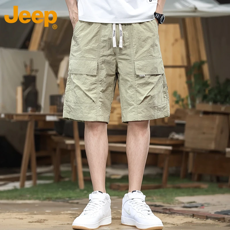 JEEP/吉普冰丝速干男款休闲短裤男夏季薄款2025新款宽松五分中裤