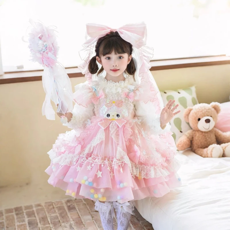 美乐蒂女童洛丽塔公主裙秋装儿童生日礼服裙小女孩长袖秋款连衣裙