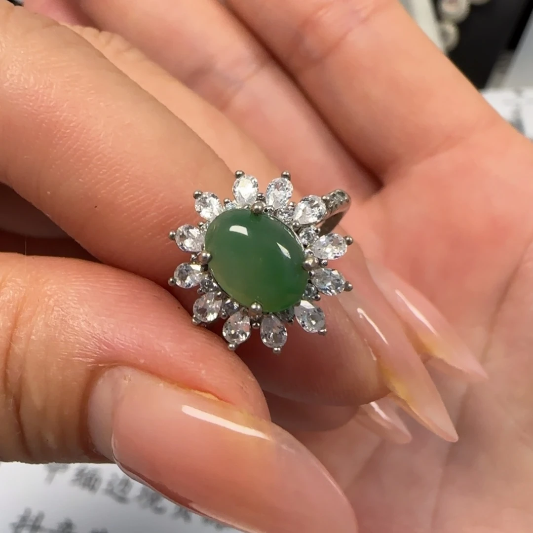 翡翠戒指银S925镶嵌
