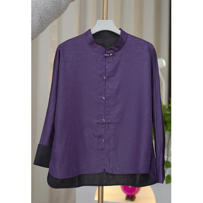 双穿紫龟--重磅双面穿新中式老料香云纱女上衣外套