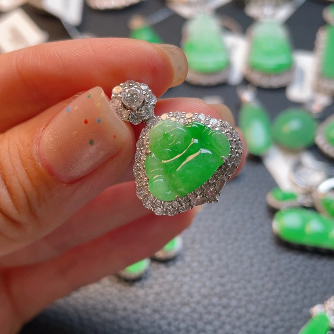 翡翠银S925镶嵌吊坠(不含链)