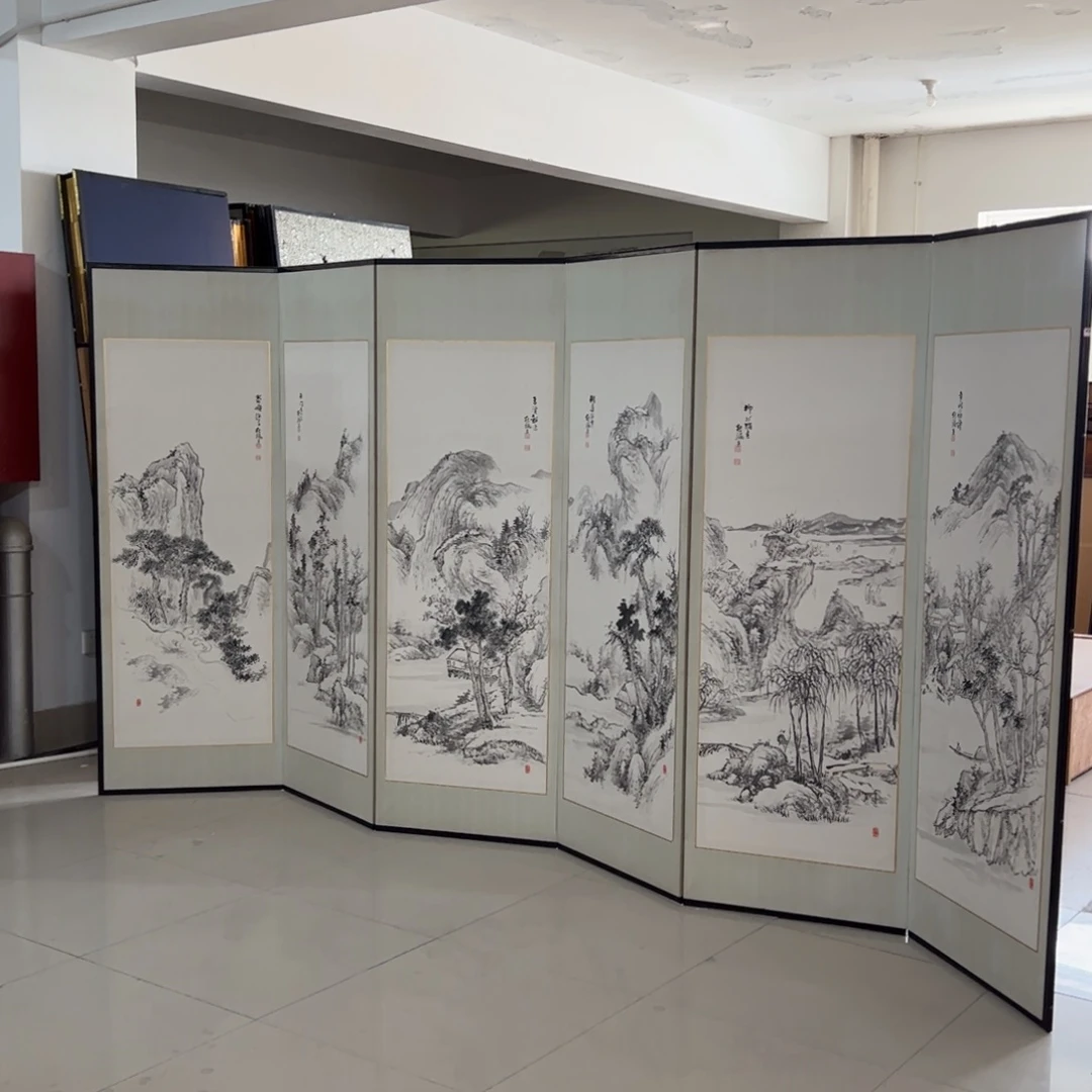 绘画屏风框画茶空间设计