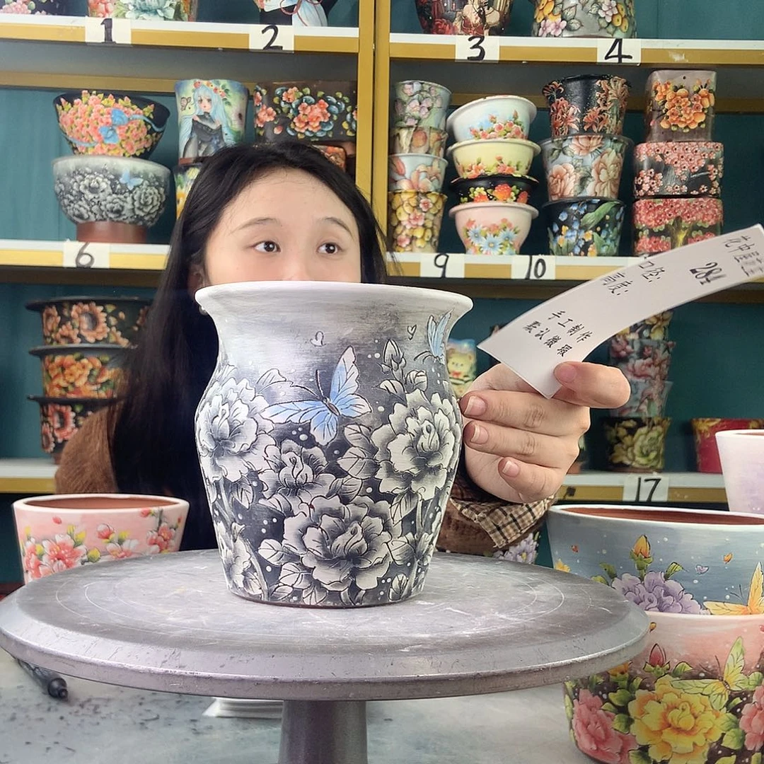 北****陶景德镇手工花盆284